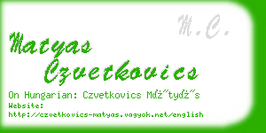 matyas czvetkovics business card